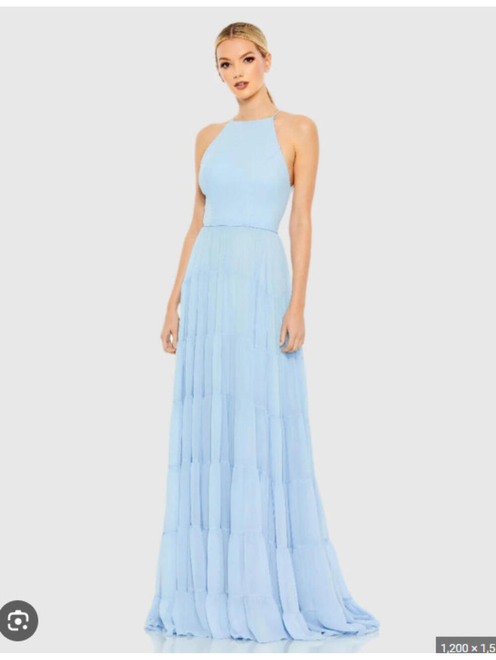 NWT Ieena Mac Duggal Powder Blue Peasant Skirt Dress 55281 Size 10
